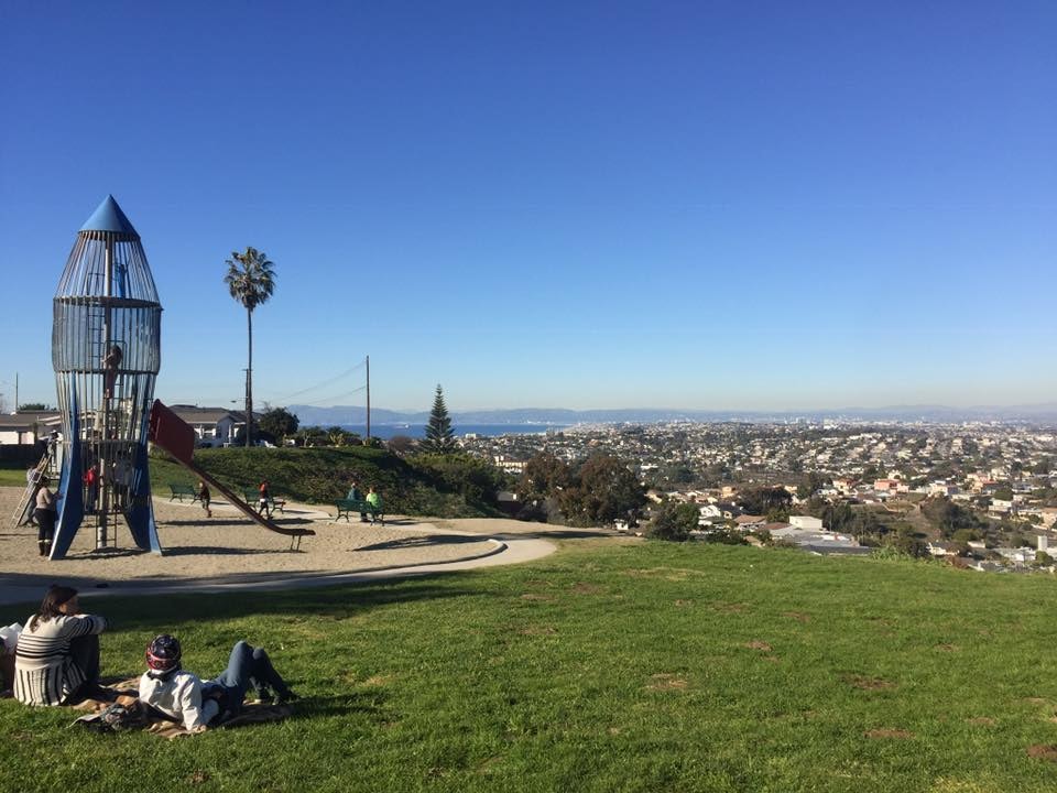 view over the city at Los Arboles Rocketship Park