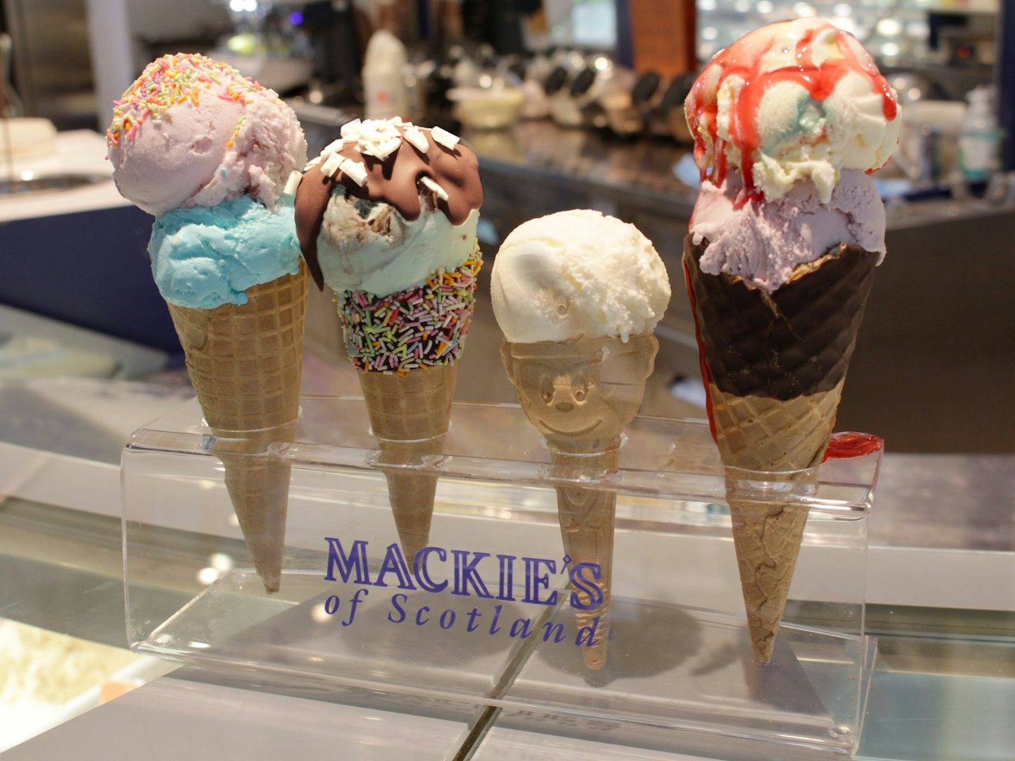 four ice cream cones at Mackie's 19.2