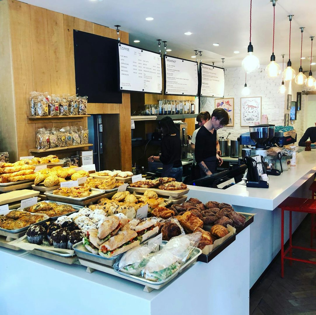 pastries and sandwiches displayed at Bad Girl Bakery shop