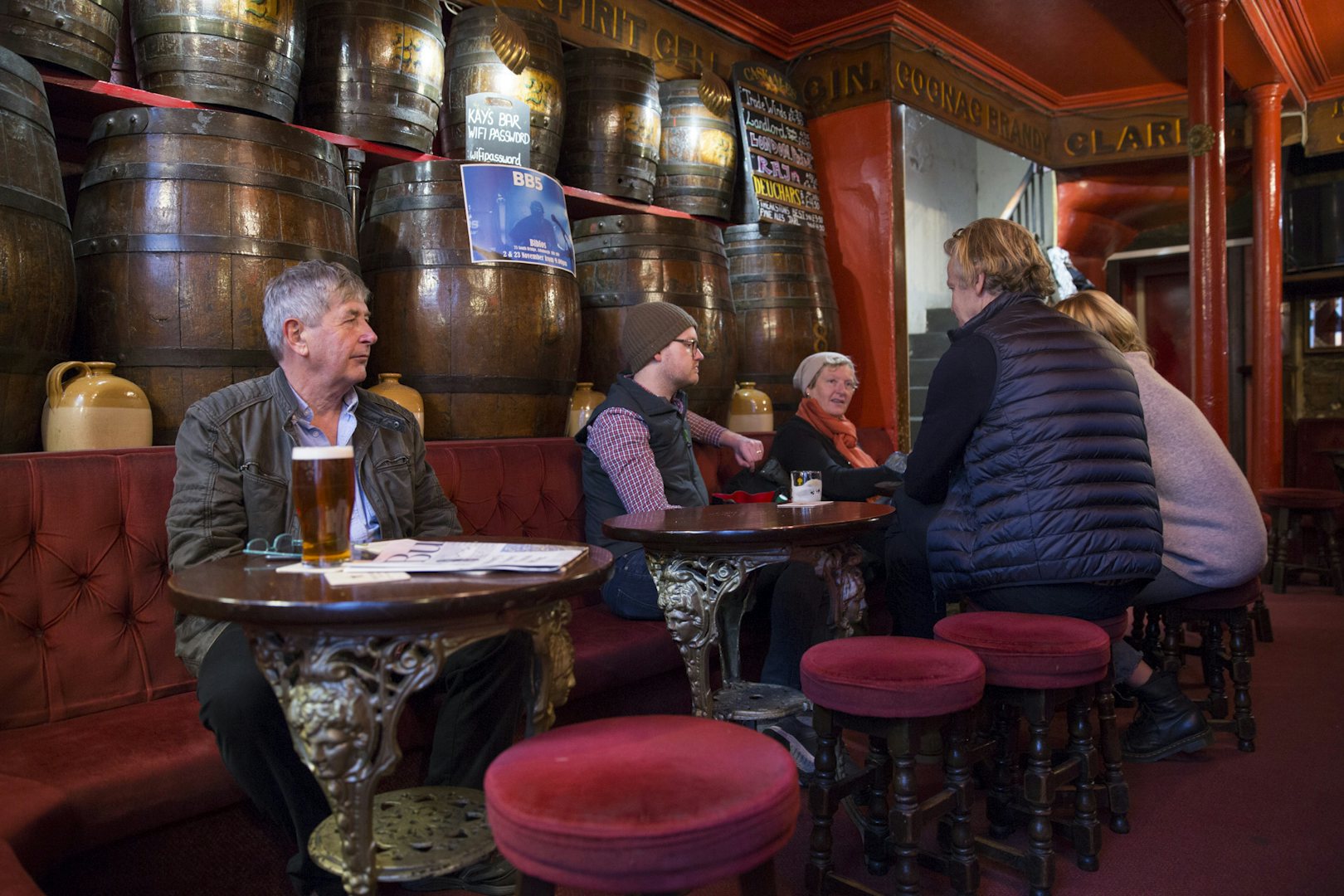 people having a beer at Kay's Bar local pub