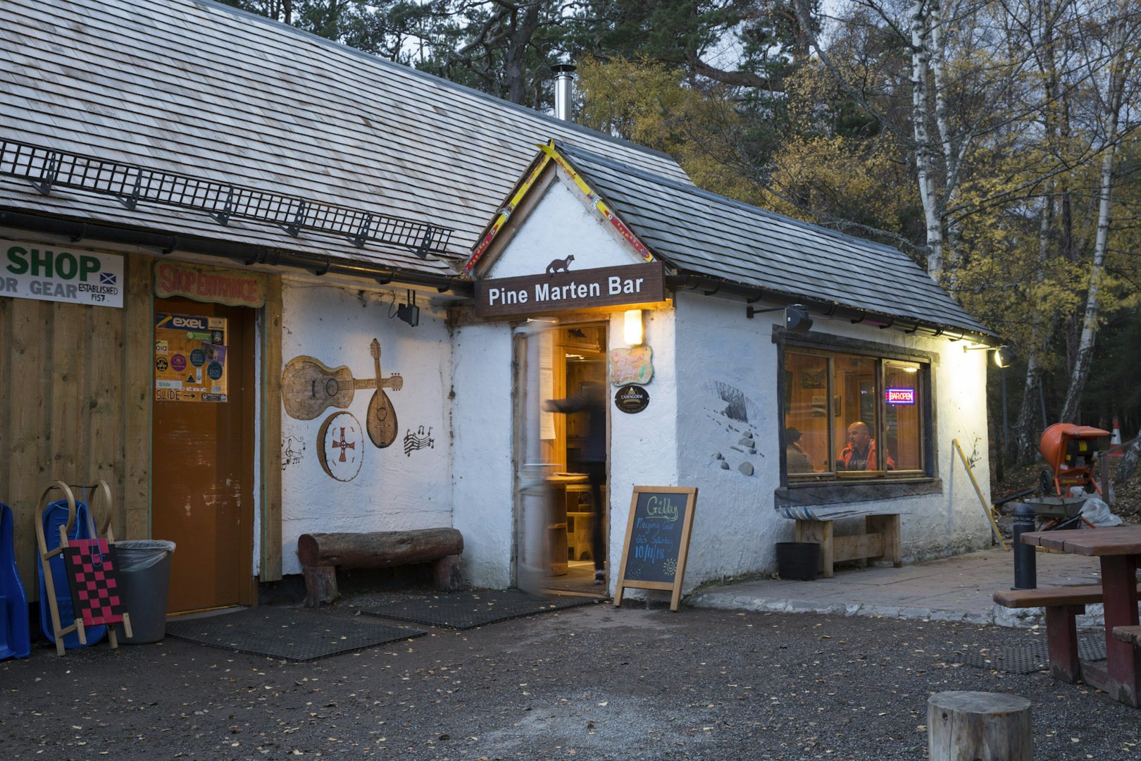 exterior of the Pine Marten Bar in Scotland