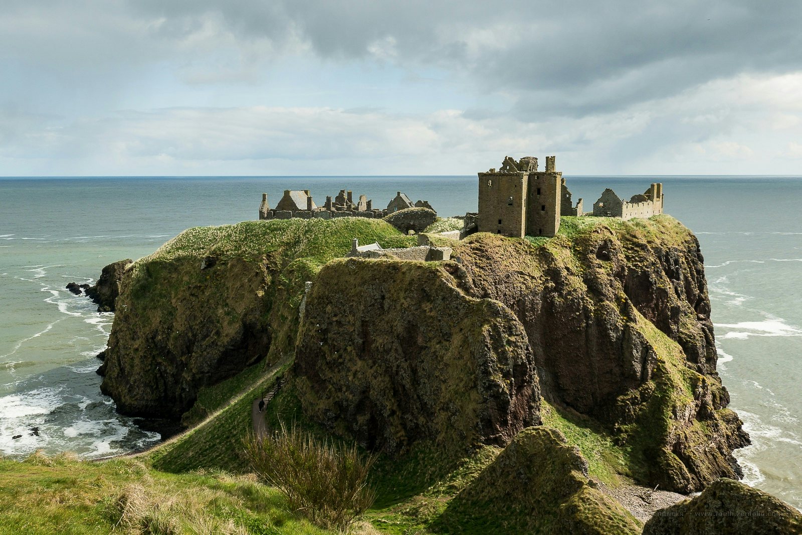 abandoned Dunnottar Castle view from cliff in Scotland