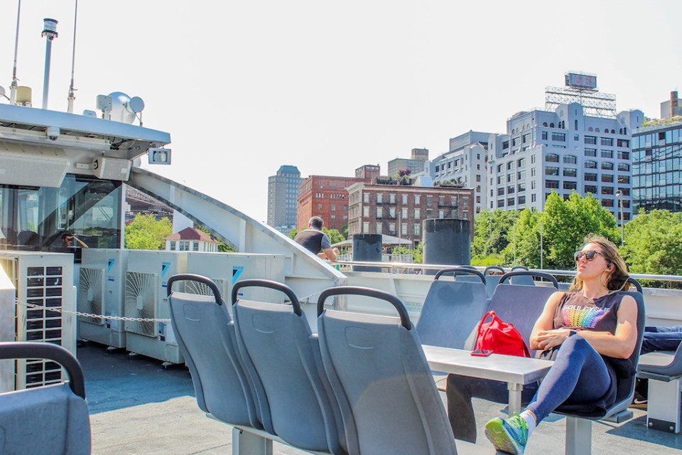a woman on the NYC Ferry