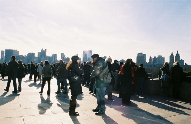 people on the rooftop of the MET museum