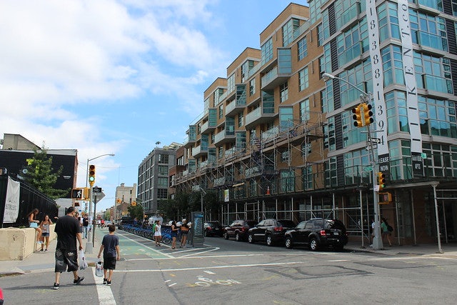 a street and buildings in Williamsburg new york