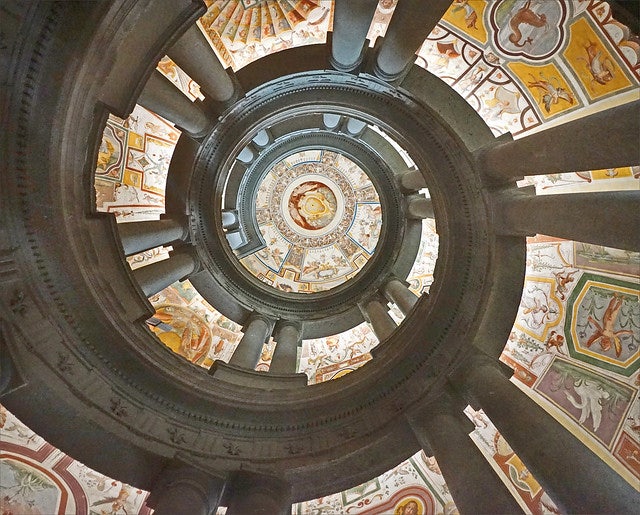 spiral stairs at the Caprarola villa