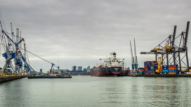 view of the Waalhaven port in Rotterdam