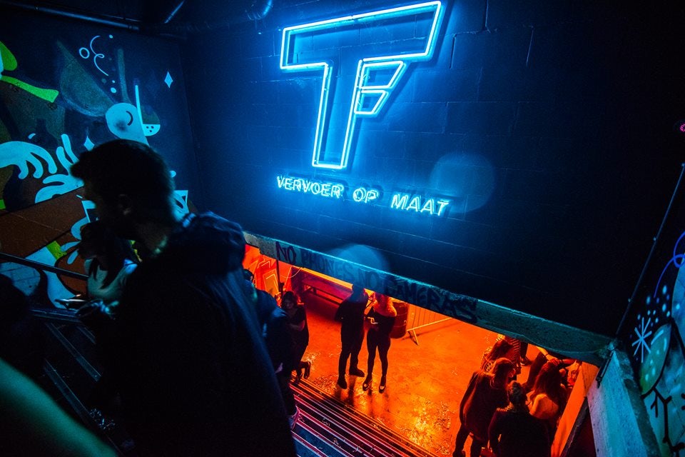 club and neon sign of the Transportbedrijf in Rotterdam
