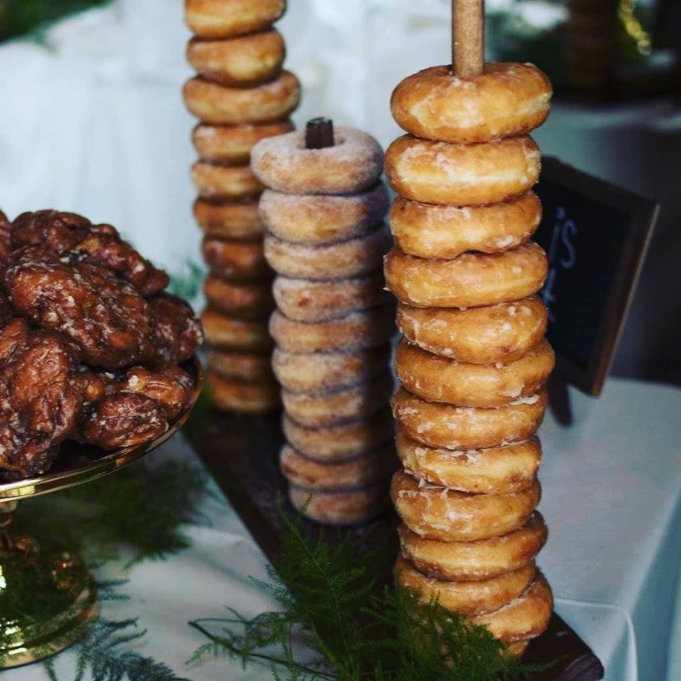 three towers of donuts from Bob's donuts