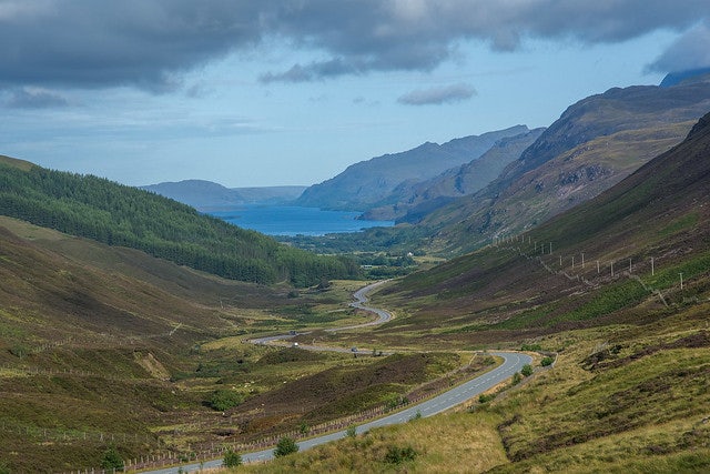 view over Kinlochewe and Loch Maree in Scotland