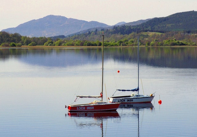 two sailboats at Loch Insh in Scotland