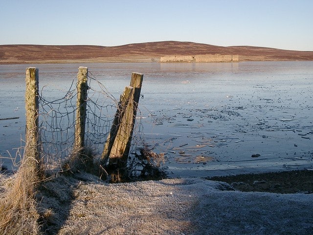 fence in front of Lochindorb in Scotland