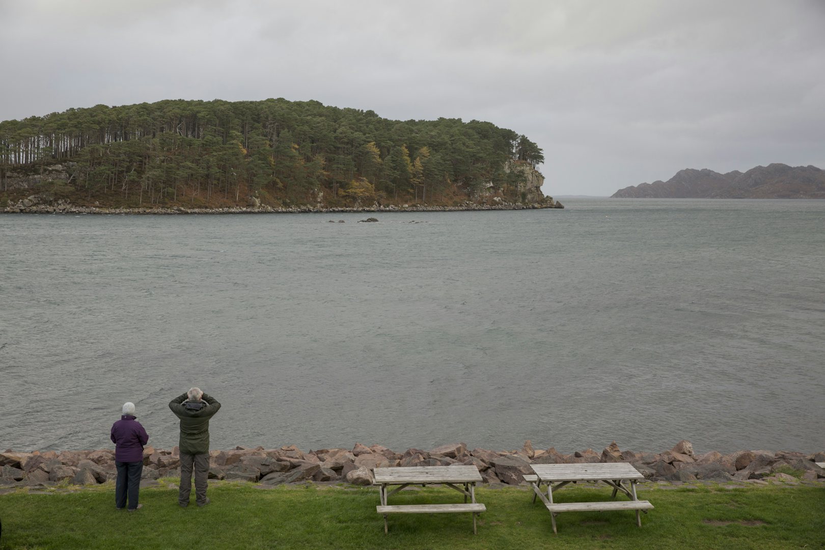 a couple looking over Loch Torridon from The Shieldaig stay