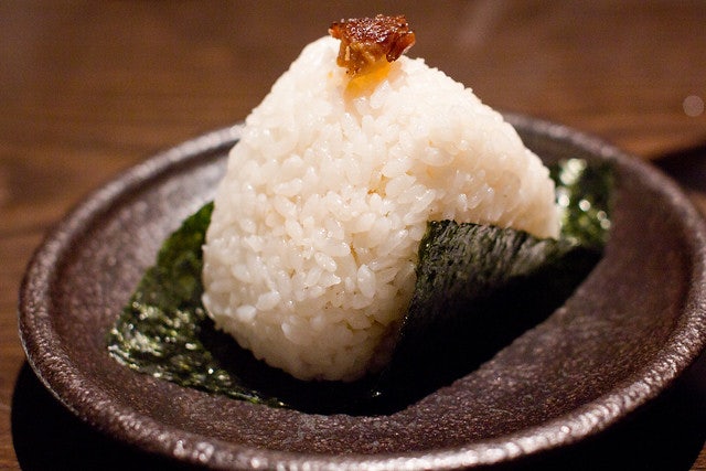 a piece of Onigiri on a plate