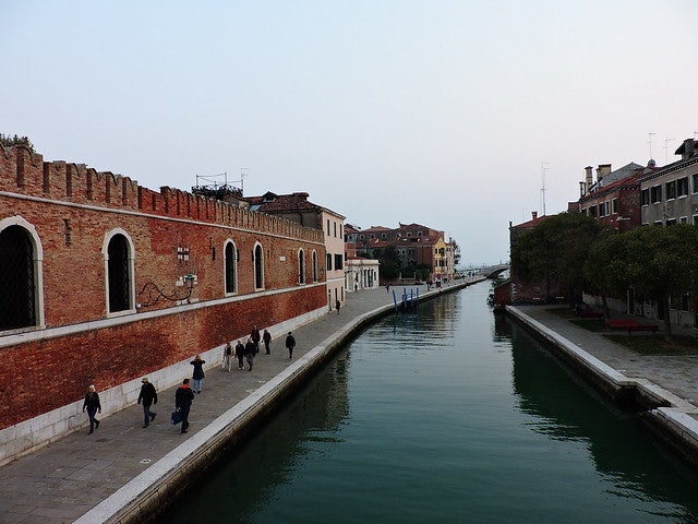 a fondamenta or street along the canal in Venice