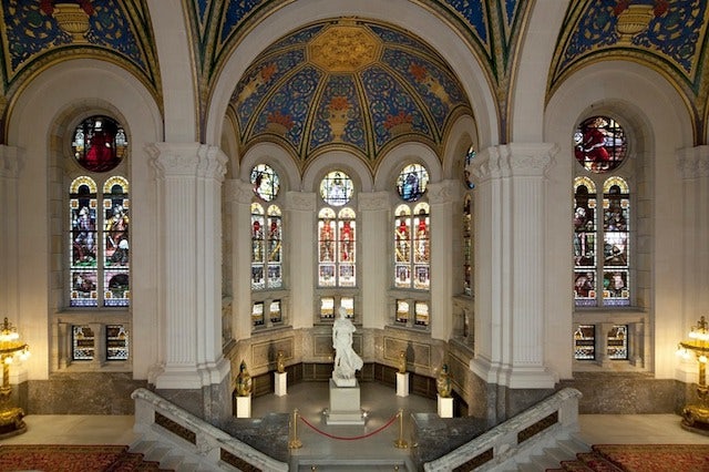 mosaics and stained glass windows at the Peace Palace in The Hague