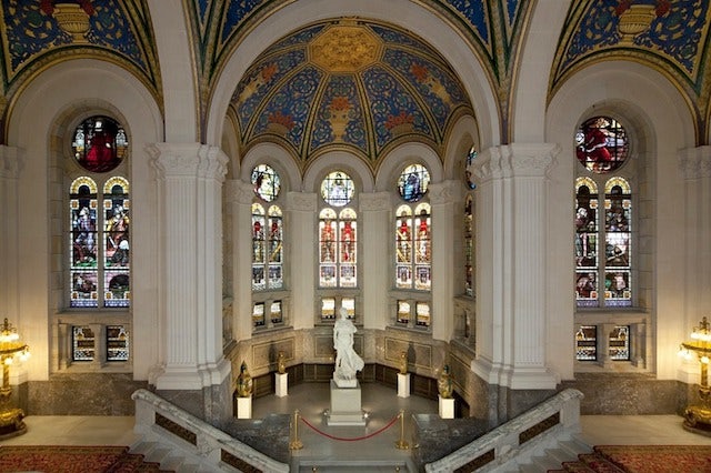 mosaics and stained glass windows at the Peace Palace in The Hague