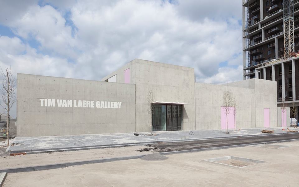 concrete exterior of the new Tim Van Laere Gallery in Antwerp