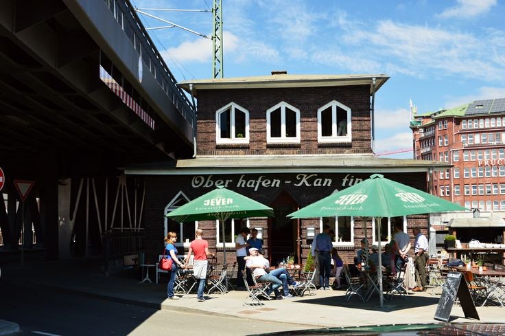 exterior and terrace of the Oberhafenkantine in Hamburg