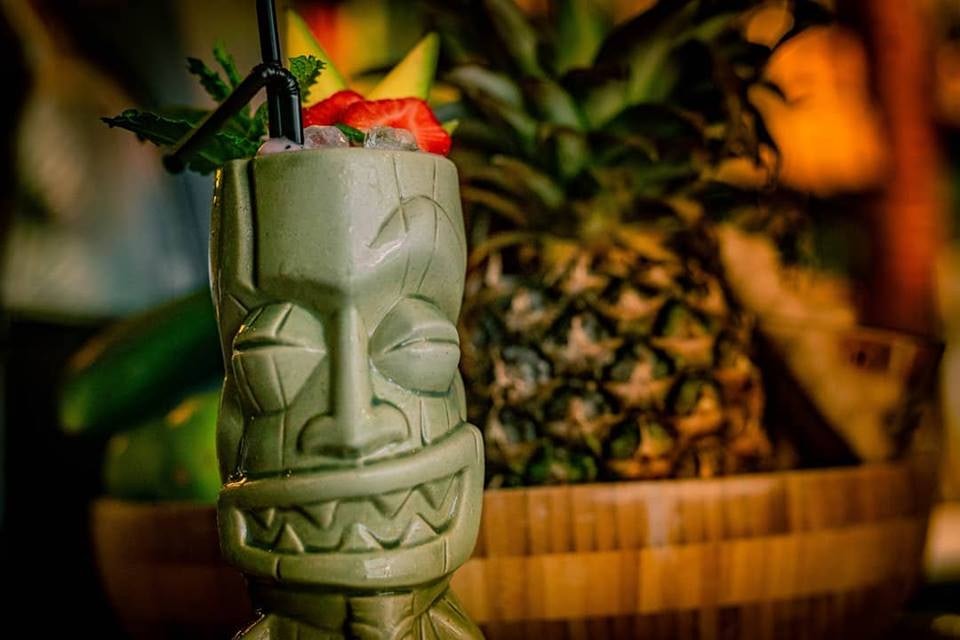 a cocktail in Tiki style