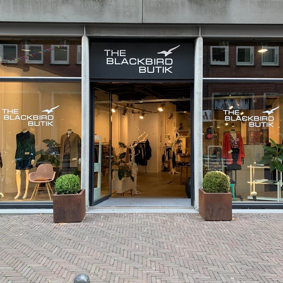 window and facade of the Blackbird Butik store in The Hague