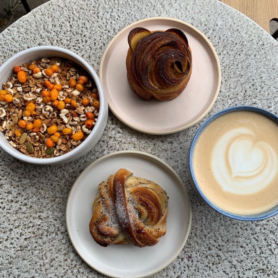 cup of coffee and pastries served at At the Counter Copenhagen