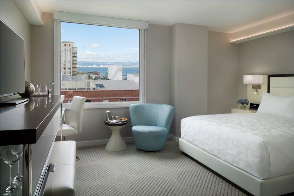 grey and blue room interior of Hotel VIA San Francisco
