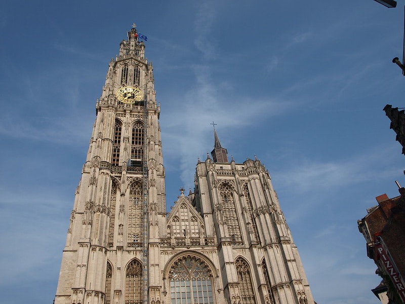 ground view of the Cathedral in Antwerp