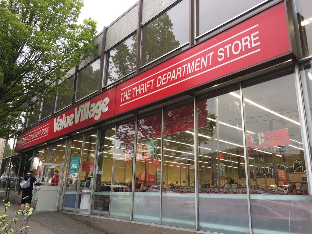 store window of Value Village Vancouver