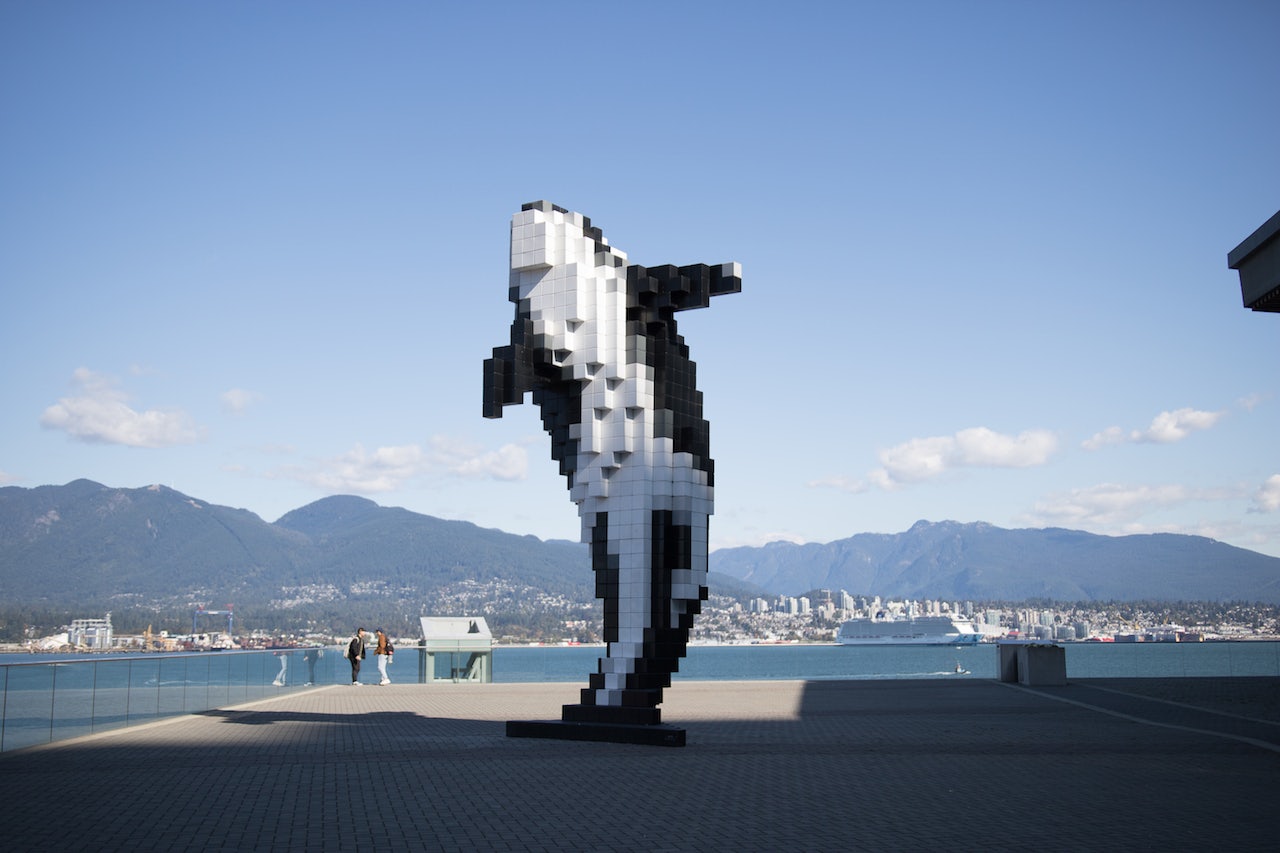 statue called Digital Orca in Vancouver