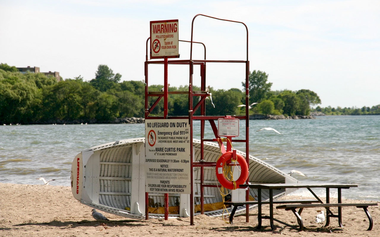 the beach at Marie Curtis Park Toronto