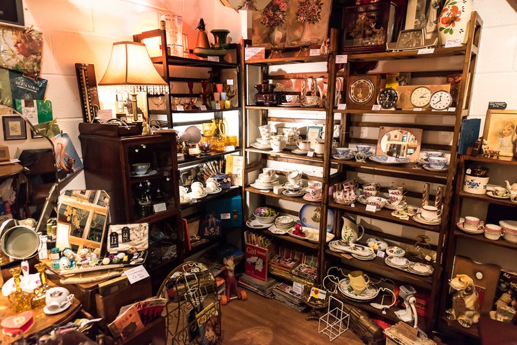 an antiques store at the Wood Street Indoor Market