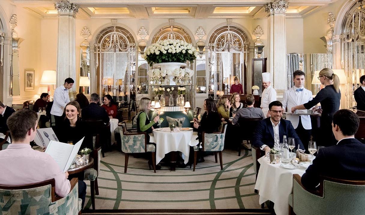 stunning interior of the Foyer and Reading Room at Claridge's hotel