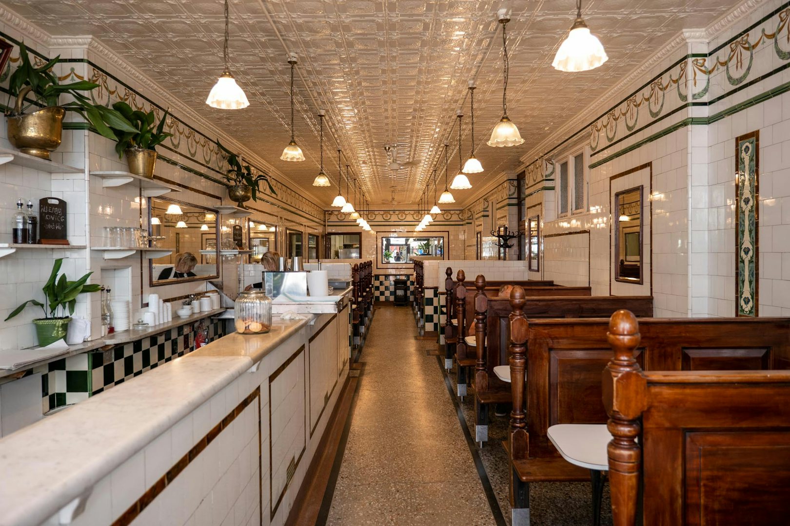 retro interior at The Jellied Eel pie and mash restaurant