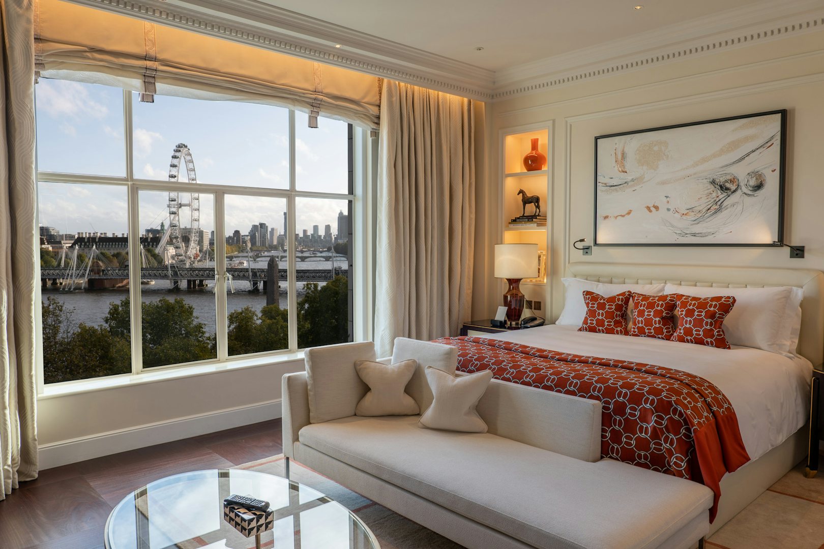 a room with a view of the London Eye at the Savoy