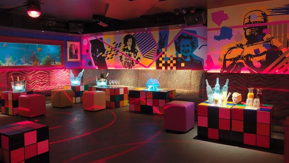 colourful retro interior of Maggie's Club