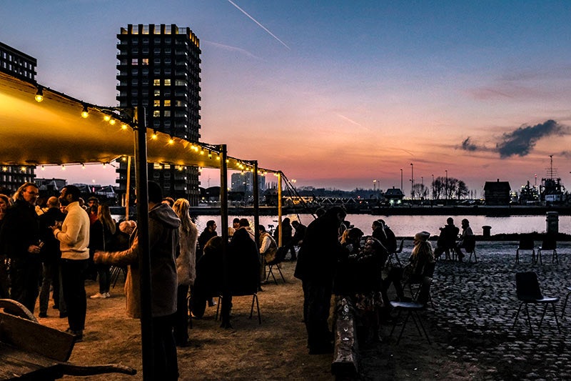 Antwerp - Fiskeskur terrace by sunset