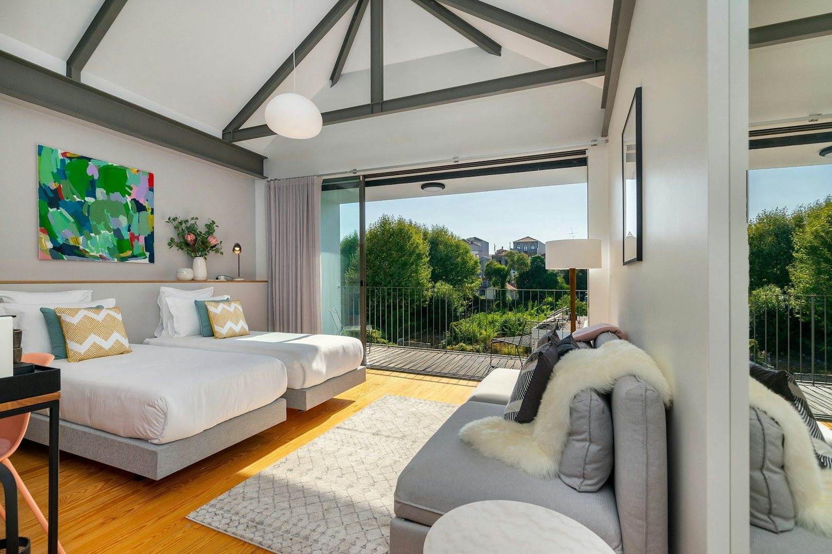 bright interior of a room at Canto de Luz hotel in Porto