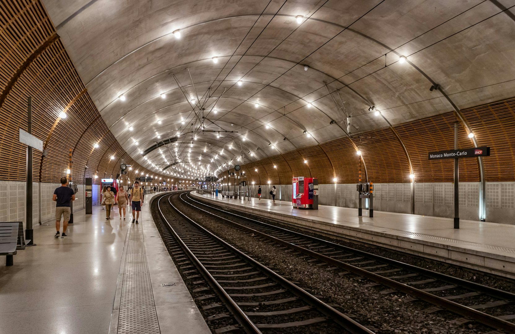 the interior of the train station in Monaco