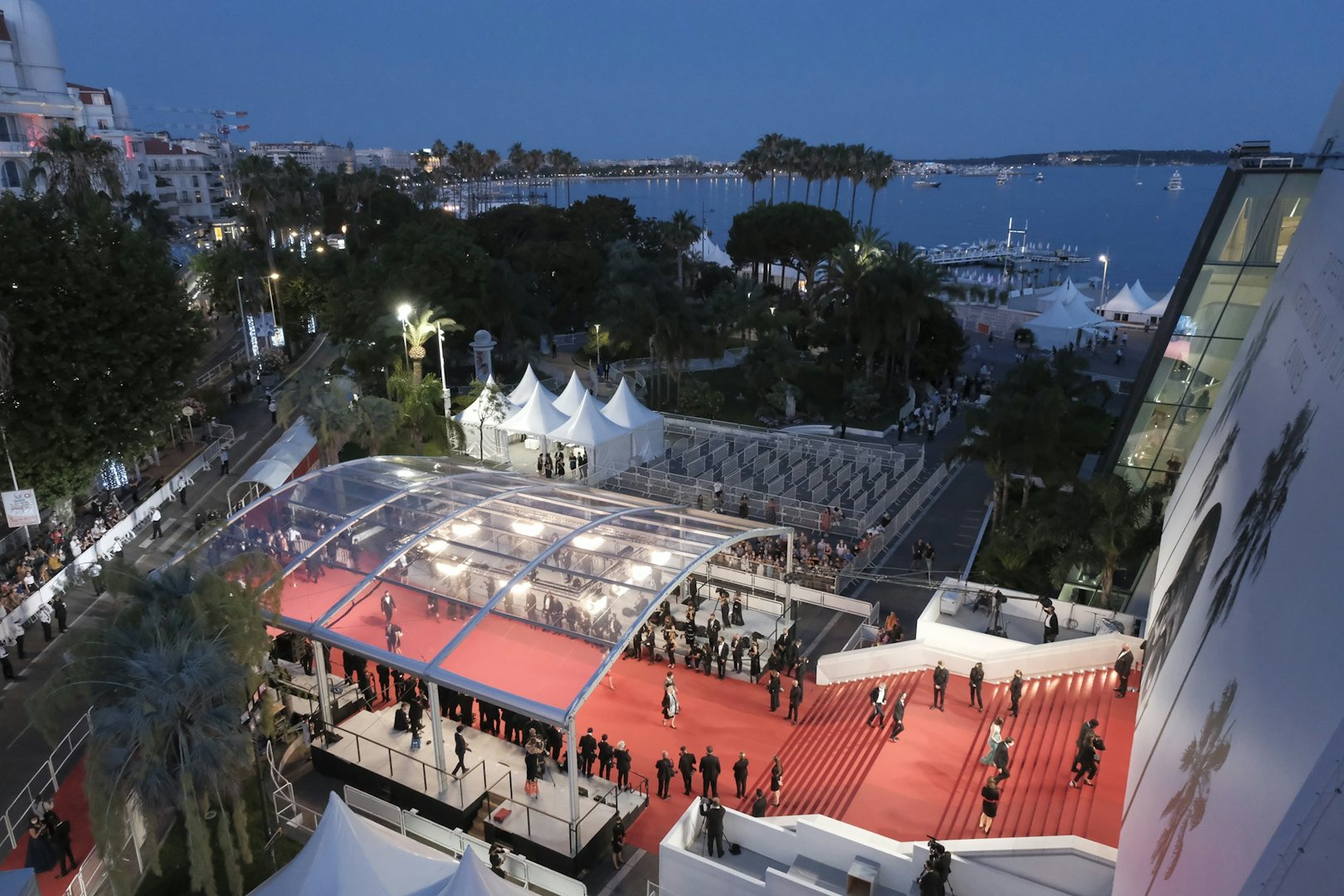 an aerial view of the red carpet at the Festival de Cannes