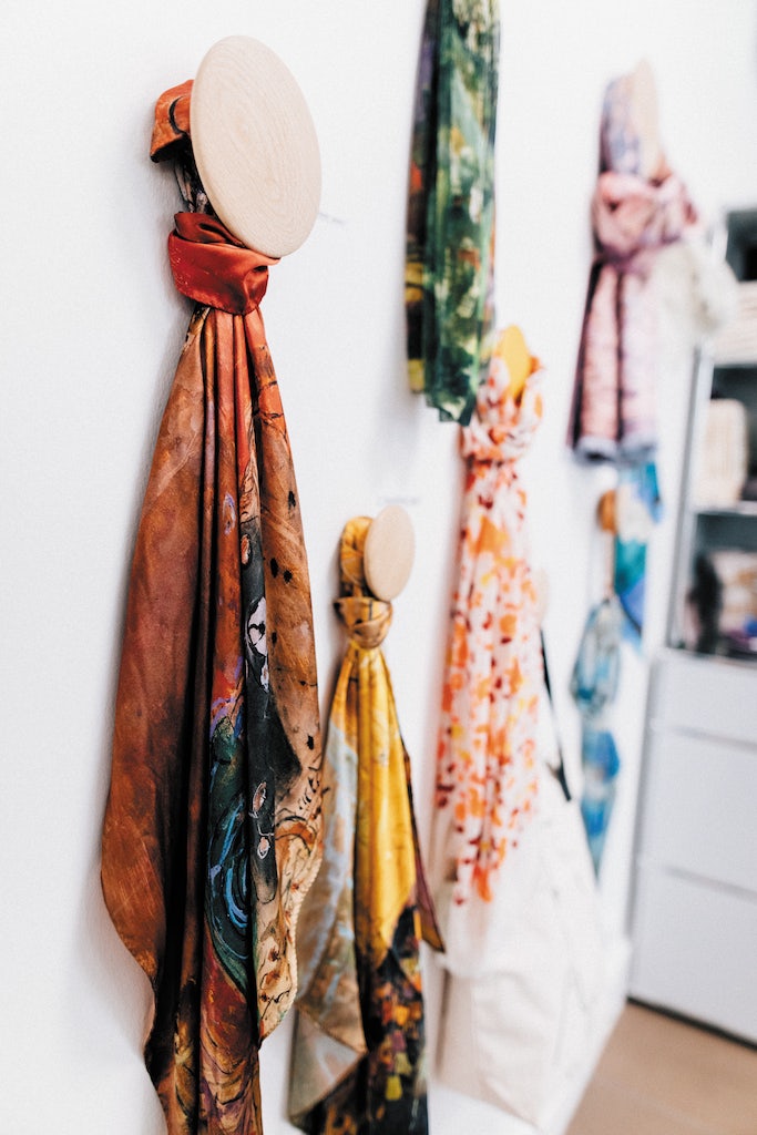 silk scarves at the museum shop of Musée Bonnard in Le Cannet