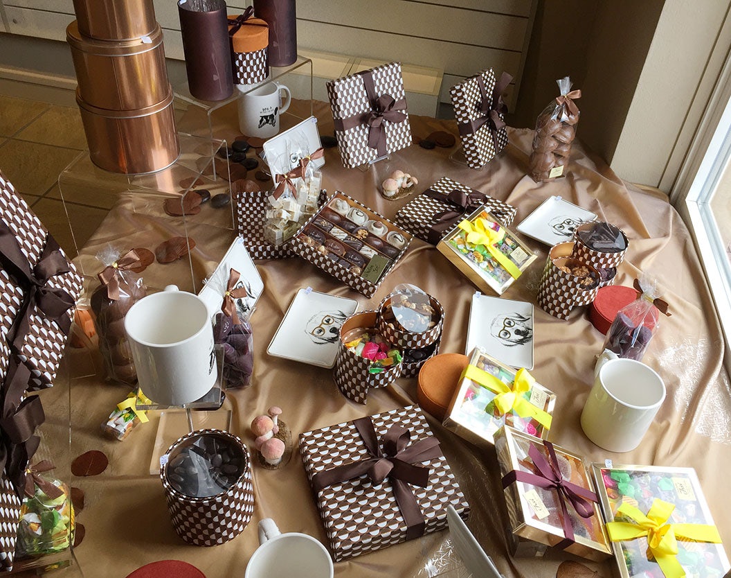 a table displayed at Irsi full of chocolate and sweets