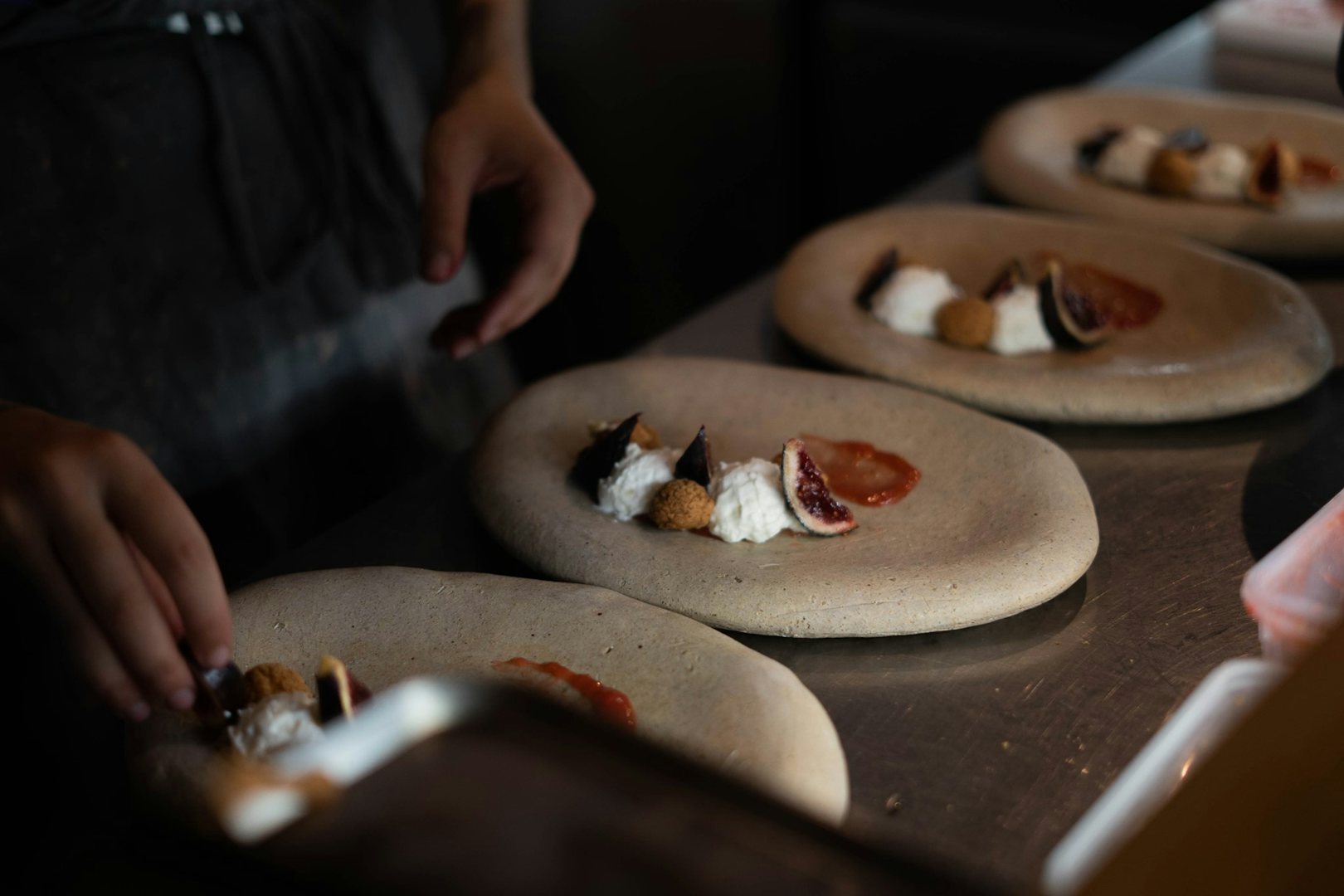 Japanese dishes prepared at the Sola restaurant in Paris