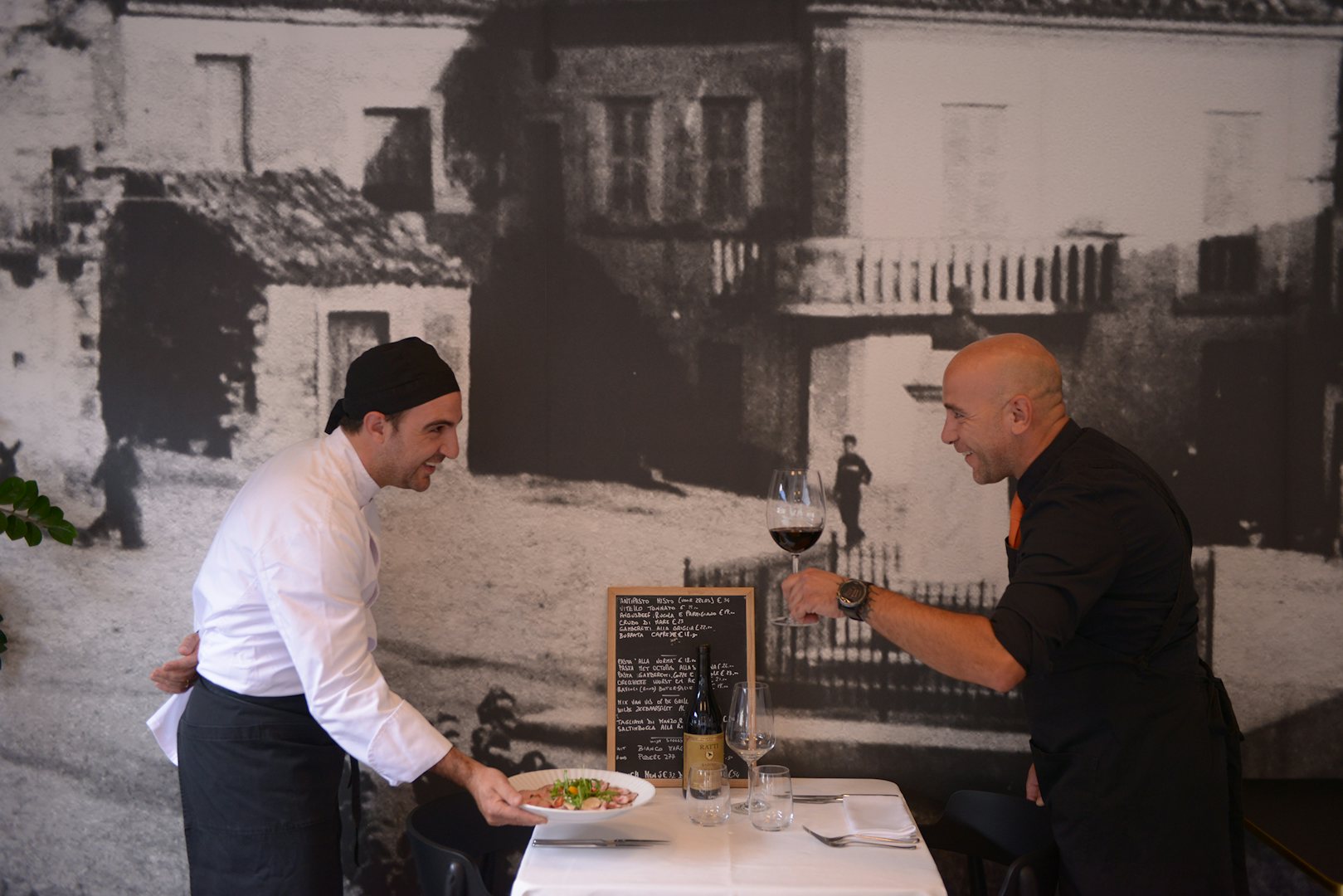 the chefs at Da Fellini restaurant in Antwerp