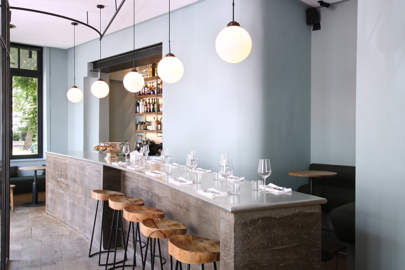 interior and bar for dining at Otap restaurant in Brussels