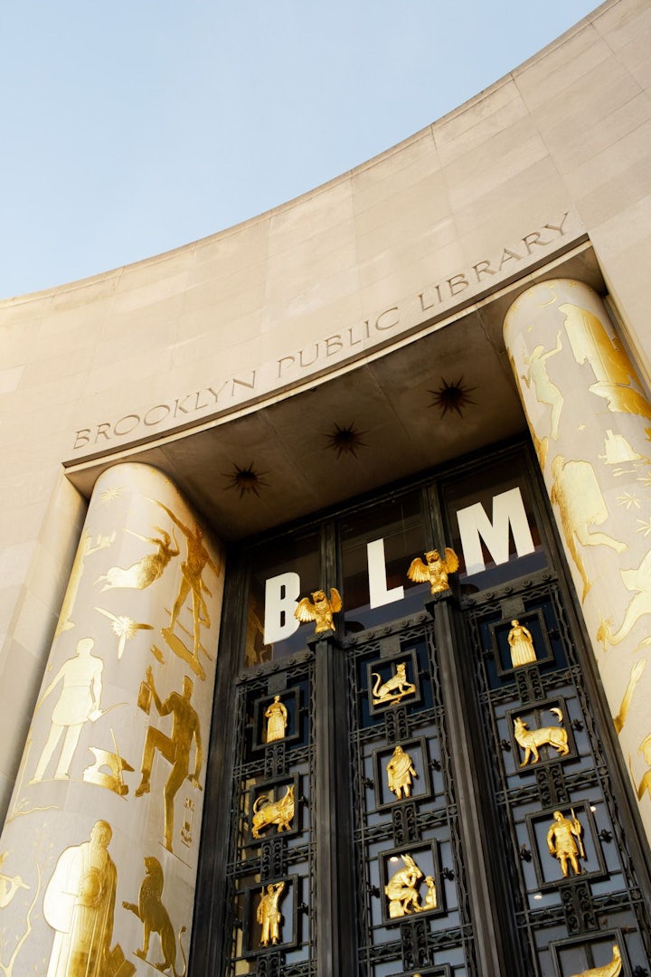 majestic Art Deco exterior of the Brooklyn Public Library
