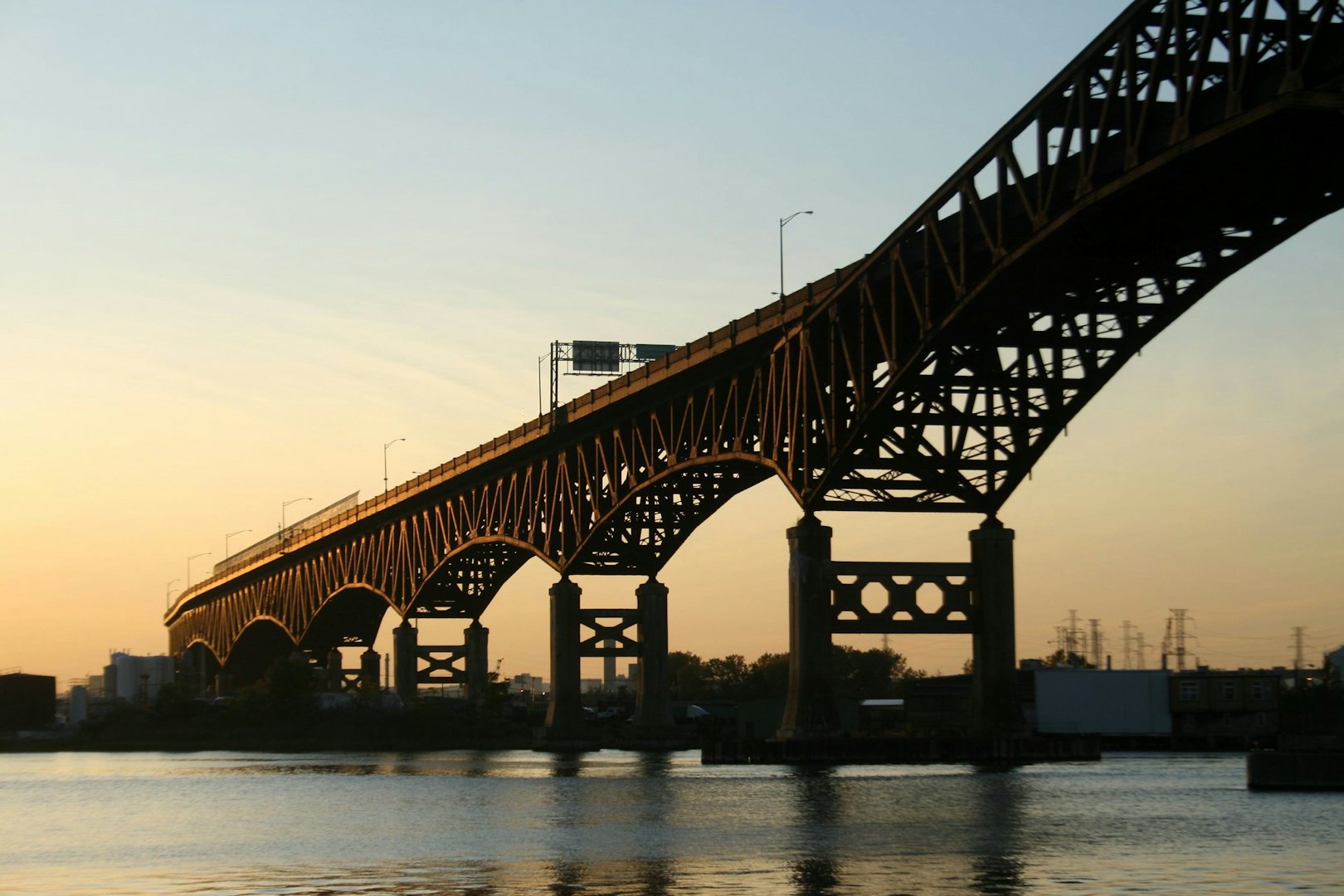 Pulaski Bridge at sunset 