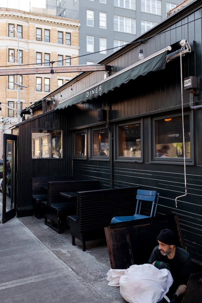 dark wooden exterior of Diner restaurant in Brooklyn NYC