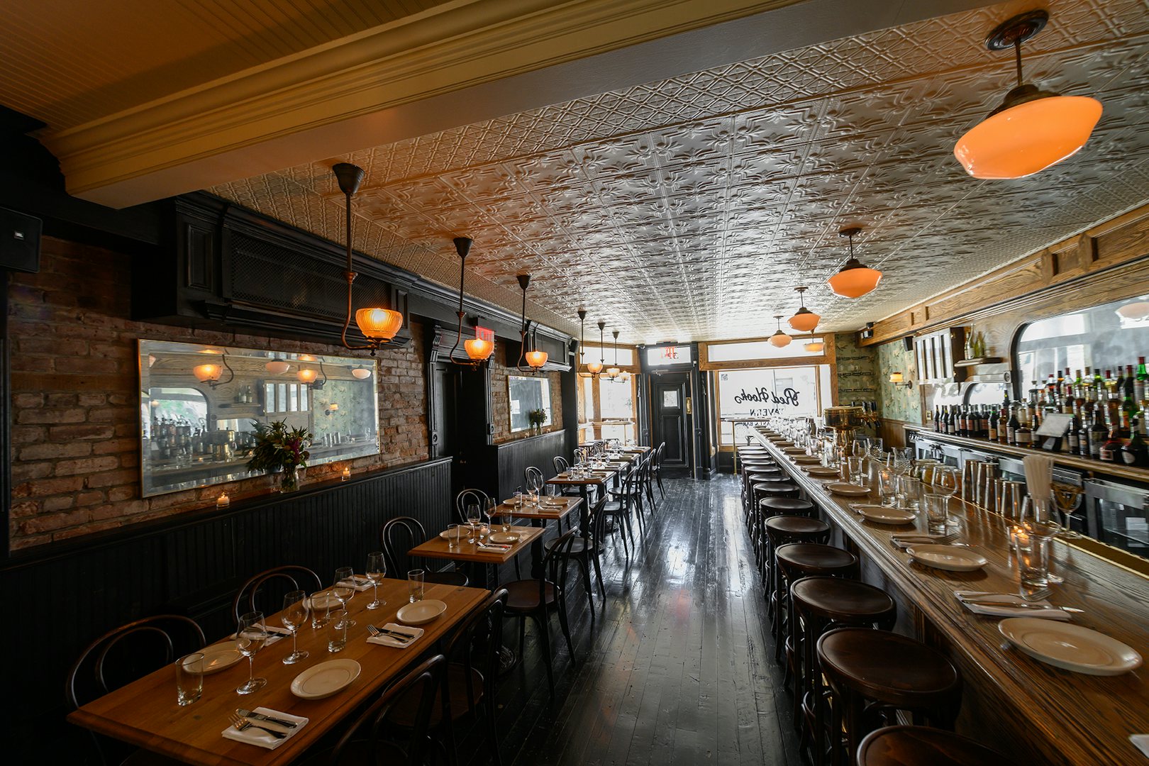 beautiful vintage interior of Red Hook Tavern restaurant in Brooklyn 