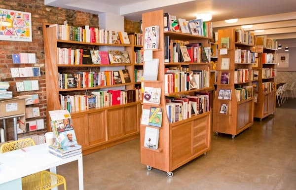 shelves with books at Archestratus Books & Foods NYC